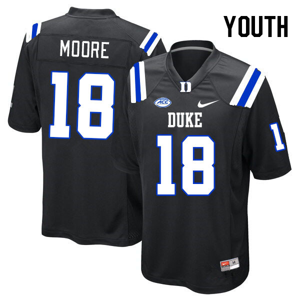 Youth #18 Jayden Moore Duke Blue Devils College Football Jerseys Stitched-Black